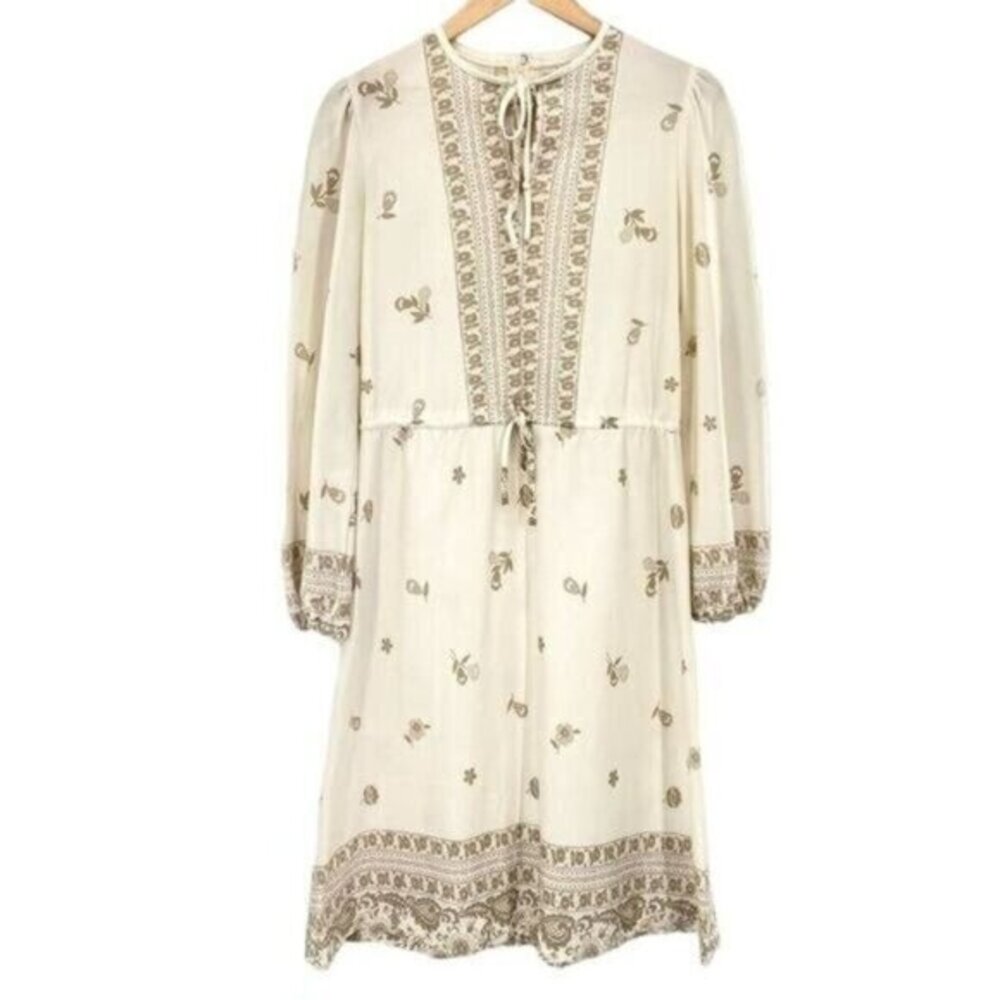 Vintage 70s Melissa Lane Cream Floral Dress